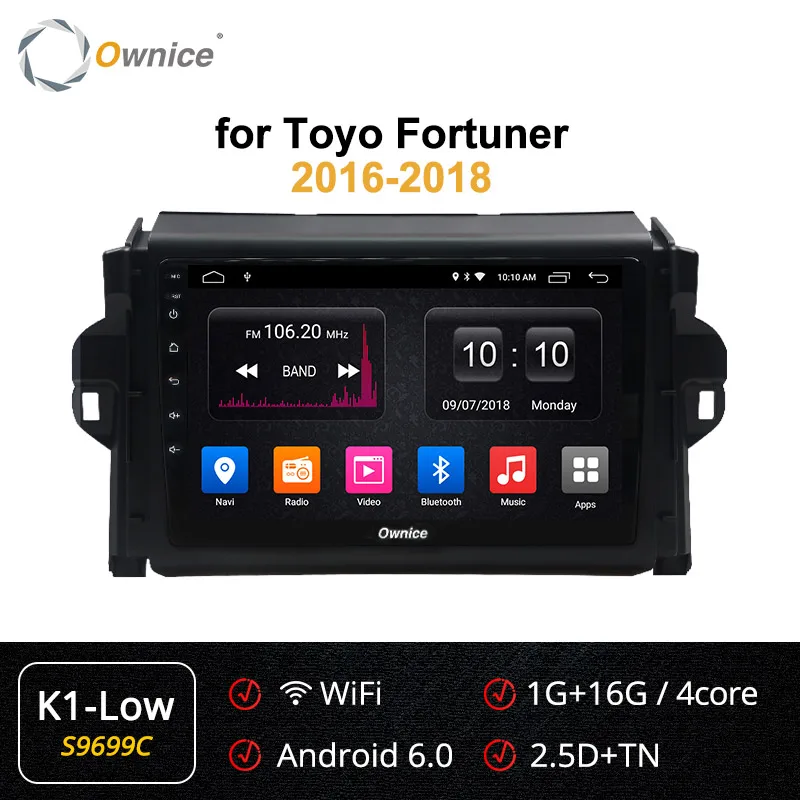 S9699 K1 LOW Ownice Android 9,0 стерео k3 k5 k6 для Toyota Fortuner радио 360 панорама gps навигация 4G LTE DSP оптический - Цвет: S9699 K1 LOW