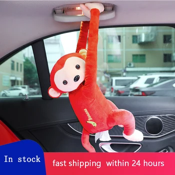 

New Creative Hanging Monkey Tissue Holder Box Cover Cute Car Home Office Cartoon Animal Home Decor With Tissues Auto Interior