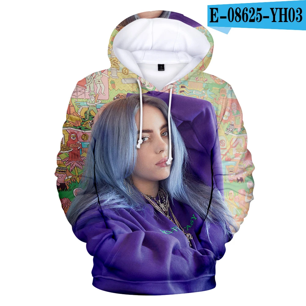 Новинка, худи Billie Eilish, Мужская/Женская Популярная Толстовка Billie Eilish, худи с 3D рисунком для мальчиков и девочек, худи с 3D рисунком, уличная одежда - Цвет: 3d