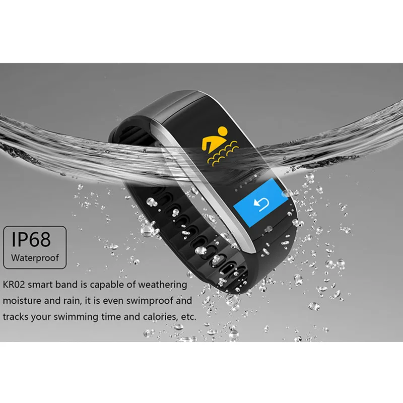 KR02 Водонепроницаемый умный Браслет для здоровья gps монитор сердечного ритма браслет часы кровяное давление трекер активности фитнес-браслет