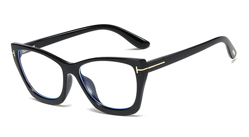 Peekaboo tr90, синие очки для компьютера, женские, кошачий глаз, черные очки по рецепту, для мужчин, большая оправа, унисекс - Цвет оправы: black with clear