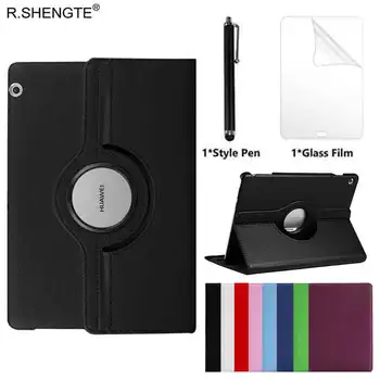 

For Huawei MediaPad T5 10 Case Cover AGS2-W09/L09/L03 10.1'' Tablet 360 Rotating FIlp Leather Stand Case With Stylus Pen+Film
