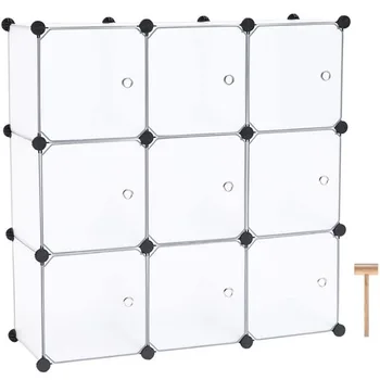 

Cube Storage 3 Tier 9-Cube Closet Organizer Storage Shelves Cubes Organizer DIY Closet Cabinet with Doors White