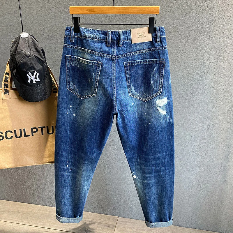New High Quality Fashion Streetwear Men Jeans Motorcycle Hip Hop Ripped Hole Slim Retro Comfortable Male Denim Pants men jeans ripped jeans ripped patchwork jeans