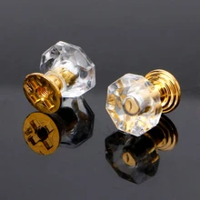 10 tiradores de cajón de cristal en forma de diamante para joyero de plata/Gold1 #