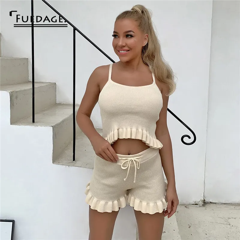 Fuedage однотонный холодный повседневный комплект из двух предметов женский топ на