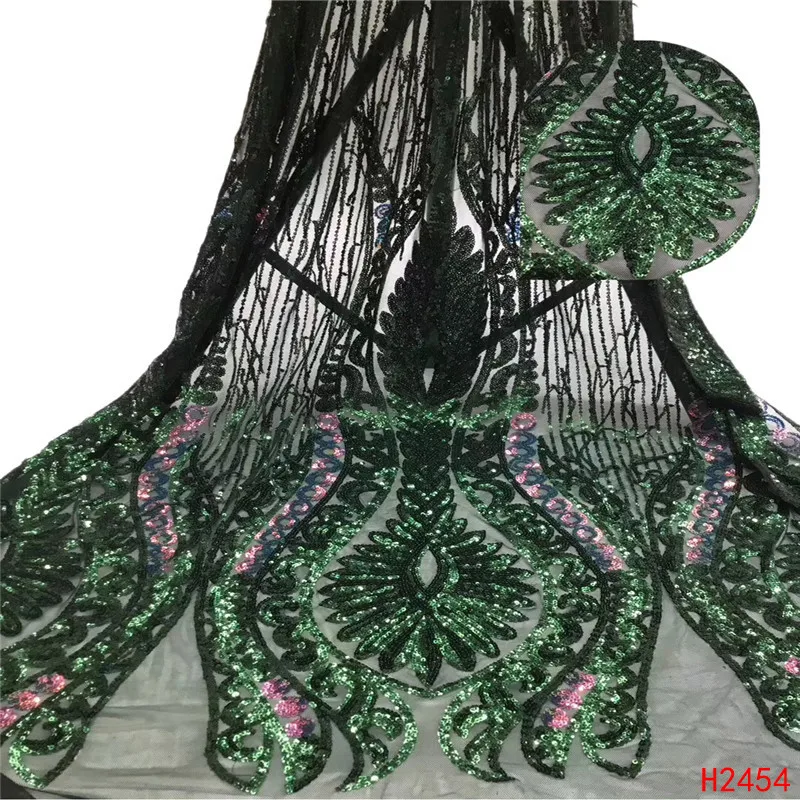 

Quality African Sequins Lace Fabric Wholesale French Lace Fabric with Sequins Embroidery Lace Fabric for Wedding Party HJ2454-1