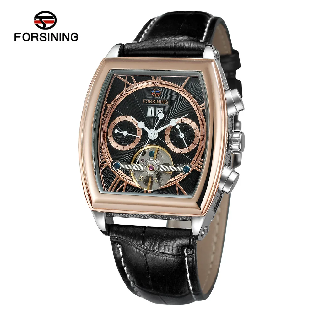 Новый продукт модные мужские механические Автоматические часы марки Forsining Tourbillion
