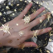 Высококачественная блестящая Снежинка звезды черный тюль платье ткань бежевый, синий, фиолетовый