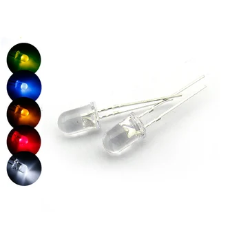 

100pcs /lot Transparent Round 5mm super bright water clear Green Red white Yellow Blue Light LED bulbs emitting diode F5