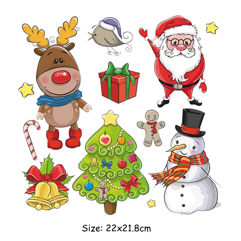 Рождественский набор Переводные моющиеся одежда асессуары для украшения DIY в новом дизайне, с принтом на футболке аппликации Рождественский подарок