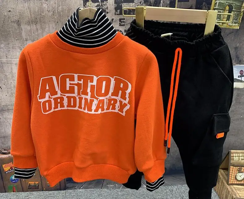 2pcs sets Зимние Детские комплекты одежды, плюшевый свитер для мальчиков, плюшевые брюки, комплект одежды, спортивные костюмы для маленьких мальчиков, детская одежда для маленьких мальчиков 2-6 лет - Цвет: 2pcs sets