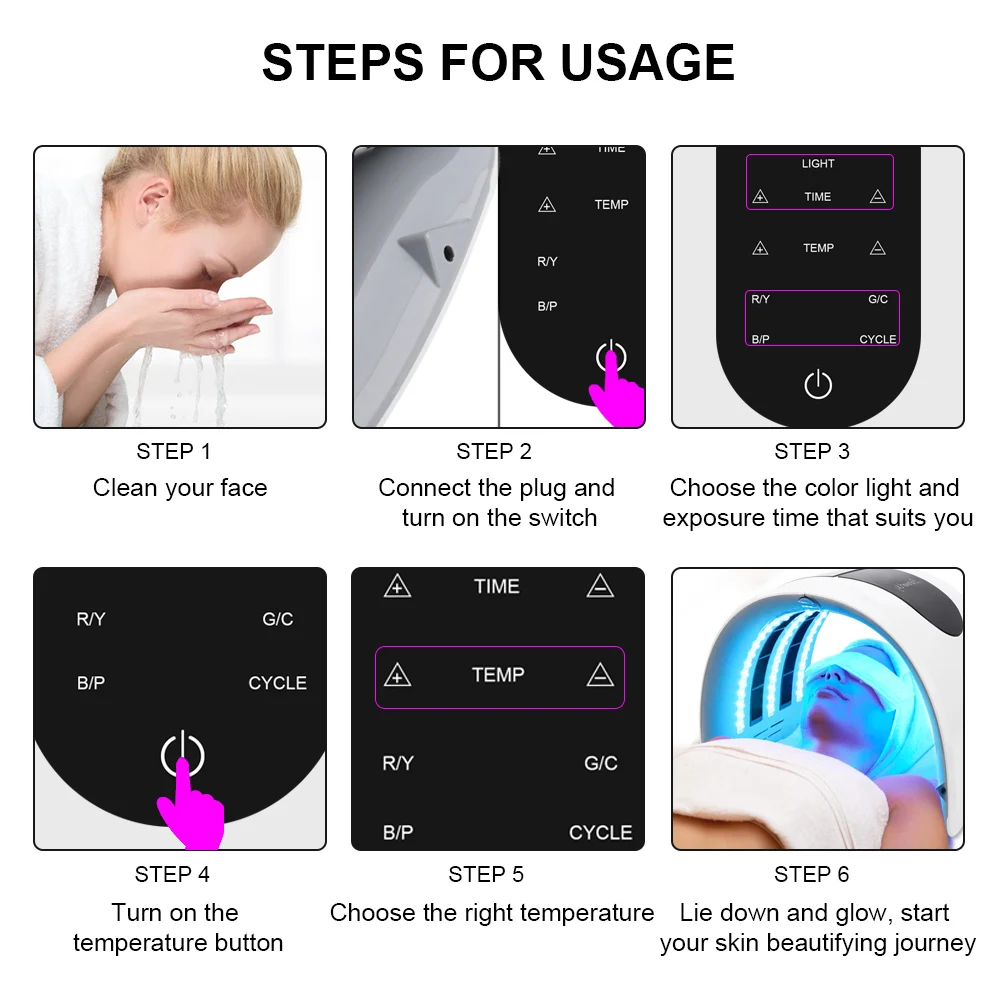 7 цветов PDT маска для лица лампа фотонная терапия светодиодный светильник