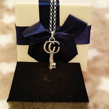 

Gorgeous retro style High quality texture key pendant S925 Sterling silver Necklace 1:1 Original Luxury brands Logo Jewelry gift