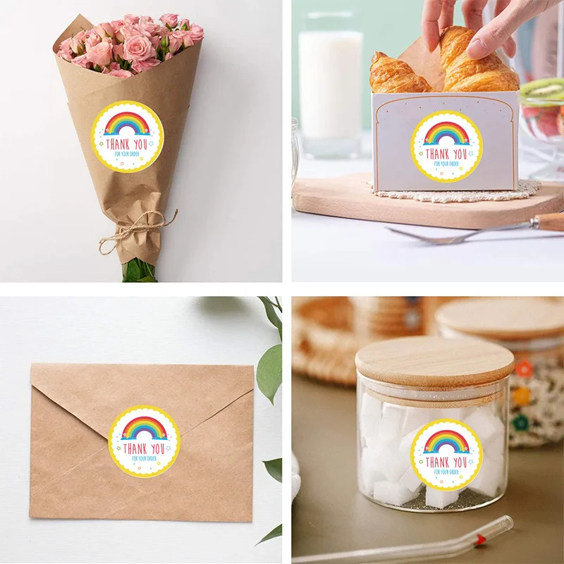 50–500 Stück Sonne Regenbogen Wolken Aufkleber Cartoon Danke Aufkleber niedlich für handgemachte Geschenk Dekor Etiketten Kinder Belohnung Aufkleber – Detail 4