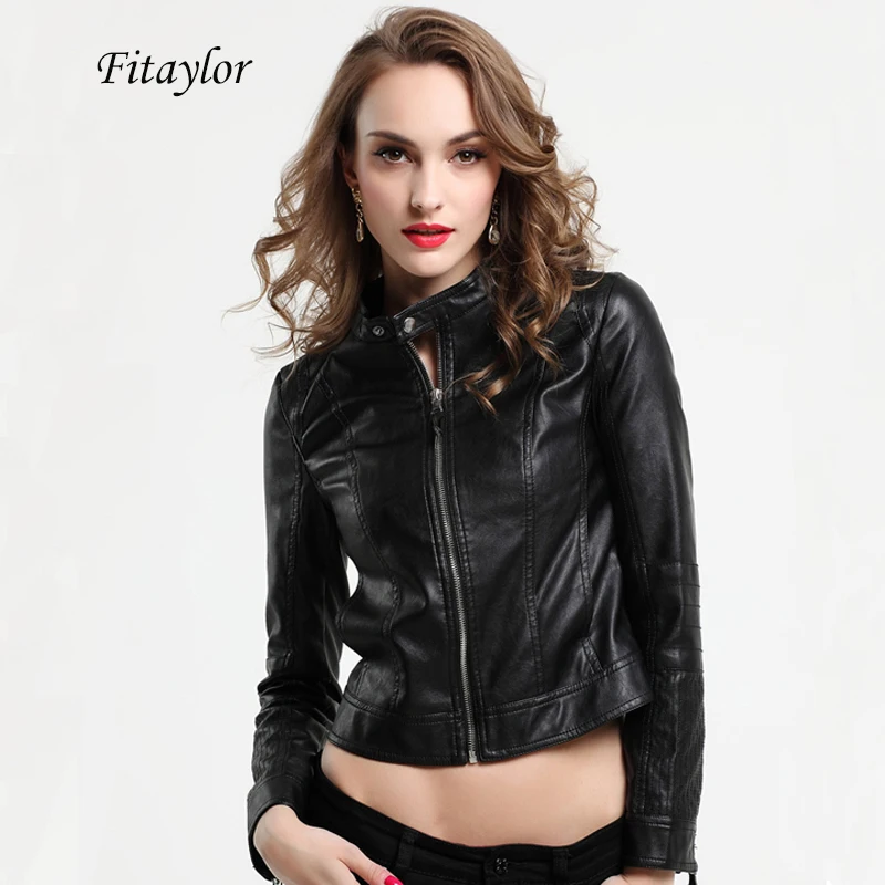 Fitaylor, женские Куртки из искусственной кожи, женская черная, розовая верхняя одежда из искусственной кожи, мотоциклетное пальто, Весенняя матовая байкерская куртка-бомбер