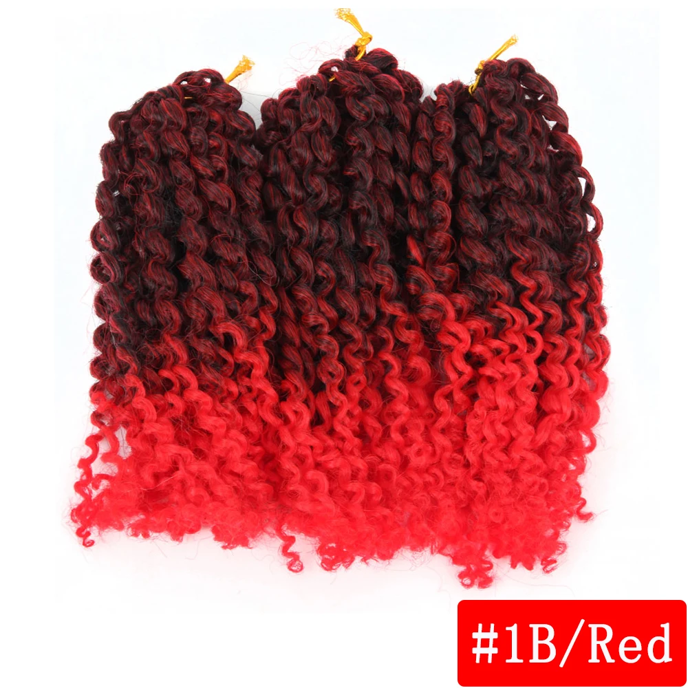 8 дюймов с поддержкой 3 шт./упак. 60 пряди Marley косы афро кудрявые, на крючках, косички, синтетика, плетение, накладные волосы на заколке для Для женщин - Цвет: 1B-Red