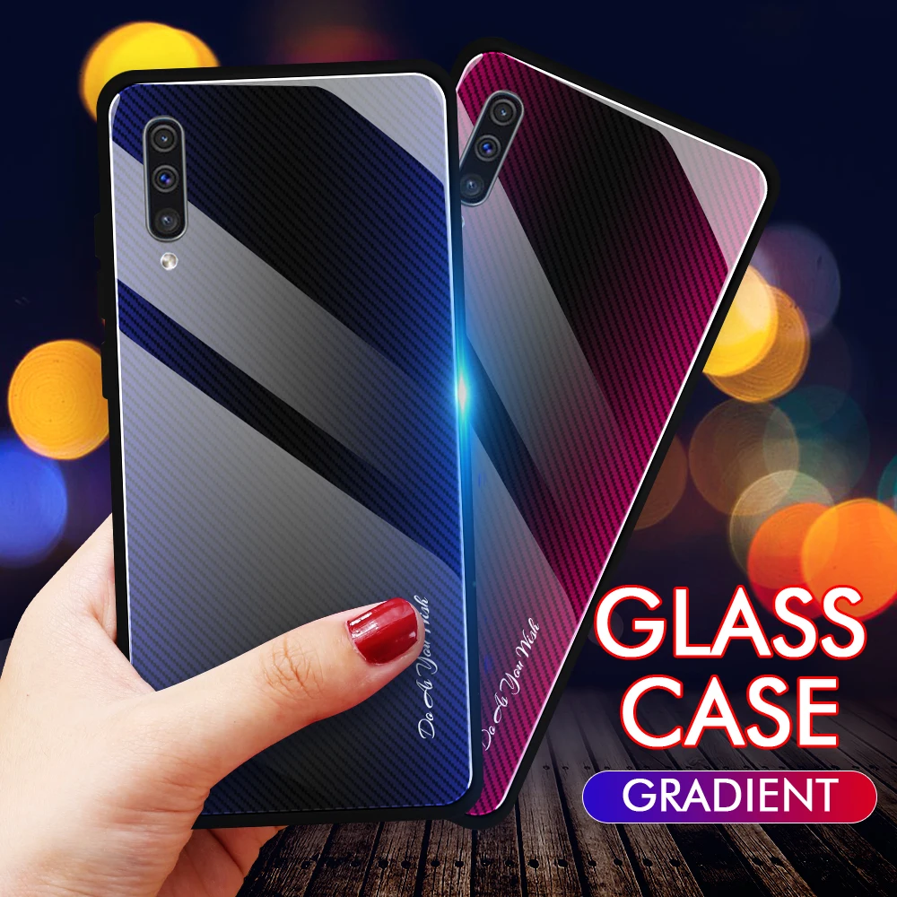 

For Samsung A50 Case A50S Colorful glass texture Back Cover A30S Phone Case For Samsung Galaxy a50 A505 A505F SM-A505F