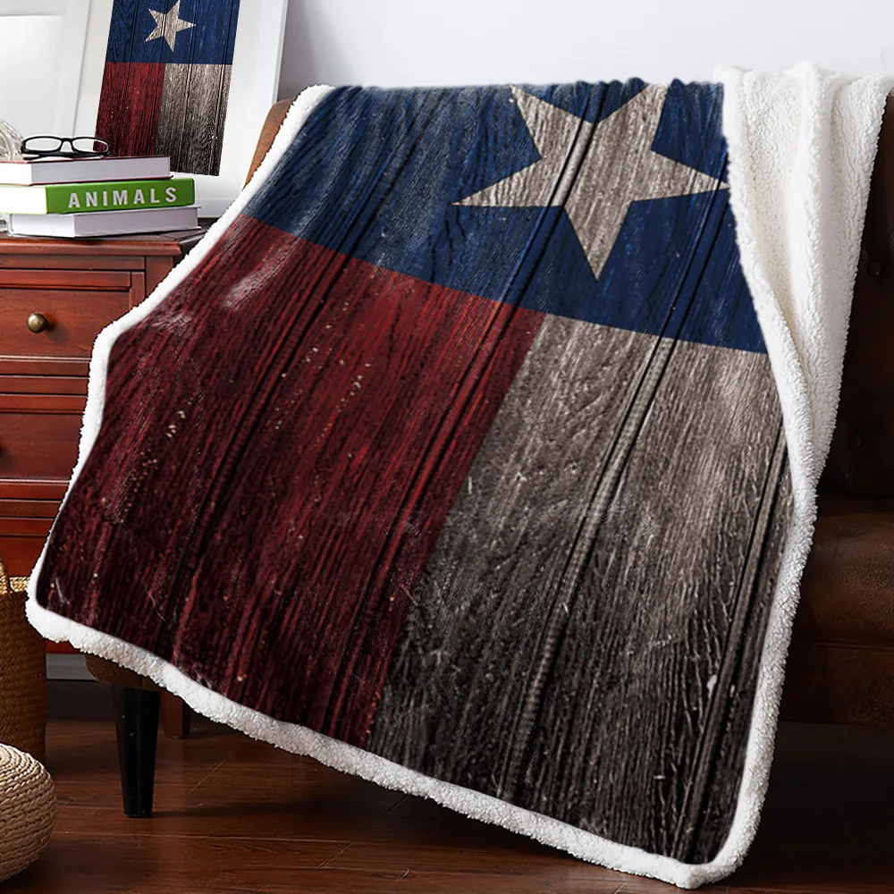 Winter Cashmere Sherpa Blanket Texas Flag Vintage Wood Bedspread Blankets Throws Travel Cover Personalized | Дом и сад