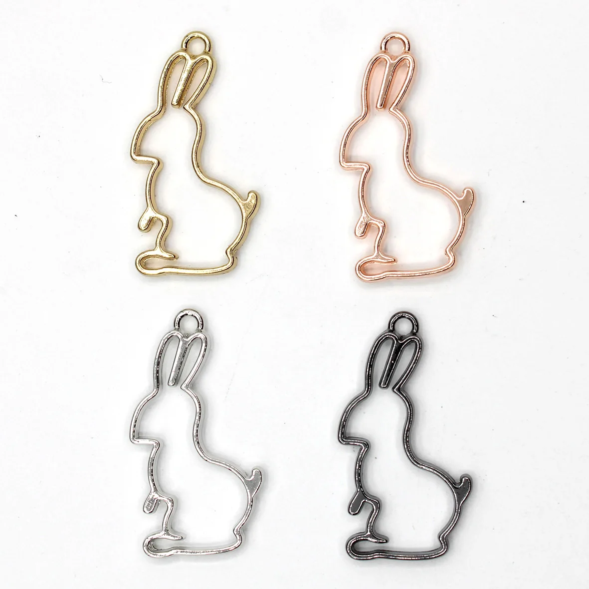 

Metal Hollow Embossed Frame Resin Jewelry Making Frame Necklace Earring Pendant Mould 10pcs/lots Rabbit 5 colors