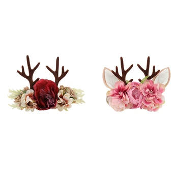 

2pcs Christmas Antler Headbands Decorative Creative Reindeer Headbands Hair Bands Hair Accessories for Parties Festival