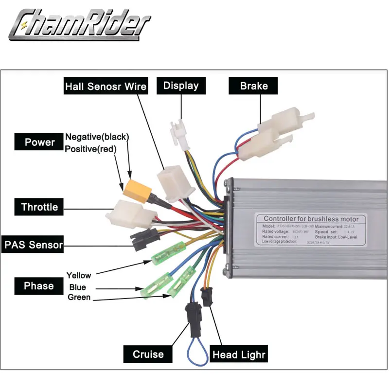 Discount ebike 36V 48V 500W Electric bicycle Brushless controller Dual Mode Hall Sensor and Hall Sensorless KT Series Support LED LCD 1