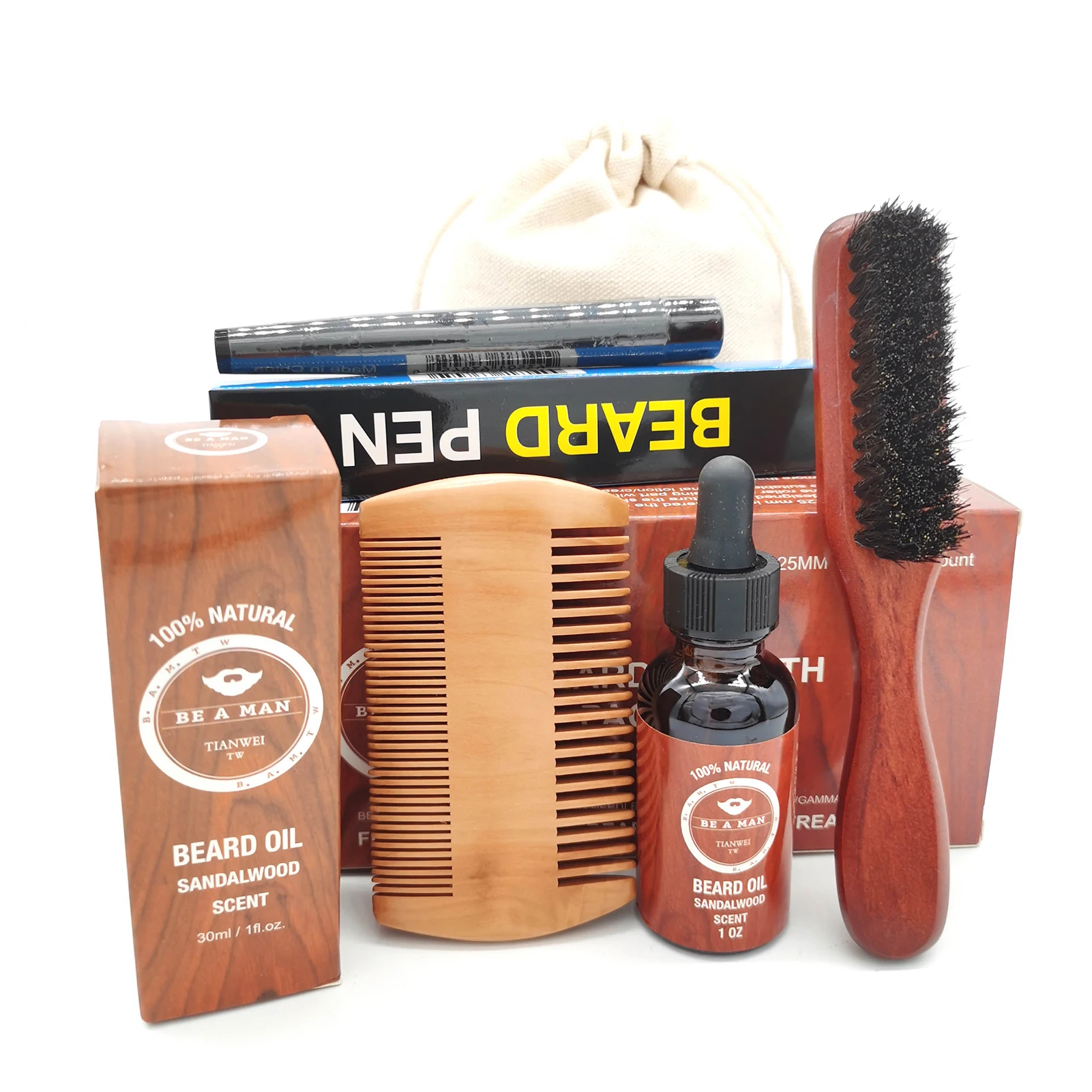 Men Beard Grooming Kit Mustache Beard Hair Growth Oil Styling Tool