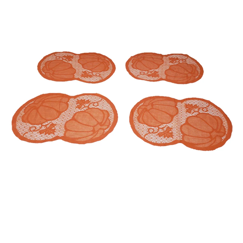 Pumpkin Maple Leaf Orange Spice Fall Thanksgiving Placemat Home Decorative Supplies Table Mat Pumpkin Lace Fireplace Cloth