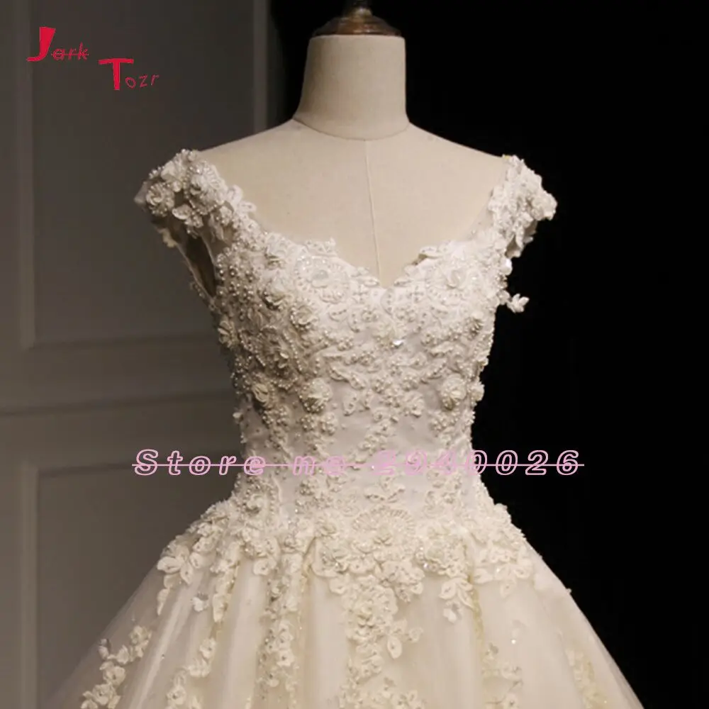 Vestido de Noiva Princesa, круглый вырез, рукав-крылышко, бисероплетение, аппликация, свадебное платье невесты, белое роскошное ТРАПЕЦИЕВИДНОЕ свадебное платье