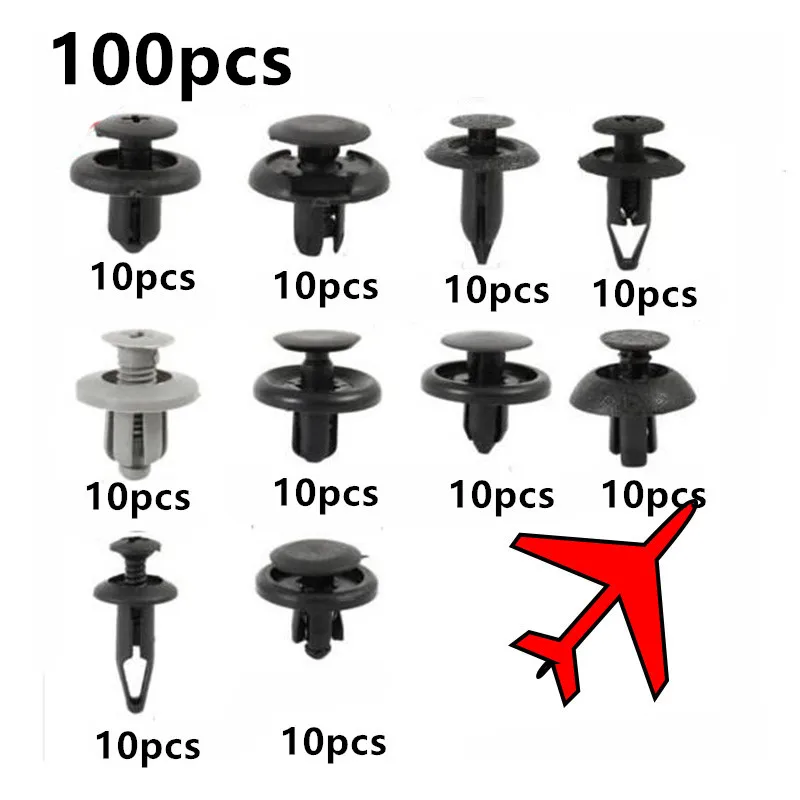 TOSPRA 100 шт./компл. бампер крыло аксессуары винтовые заклепки Набор универсальный автомобиль для авто фиксатор крепеж зажимы пластик интерьер багажник