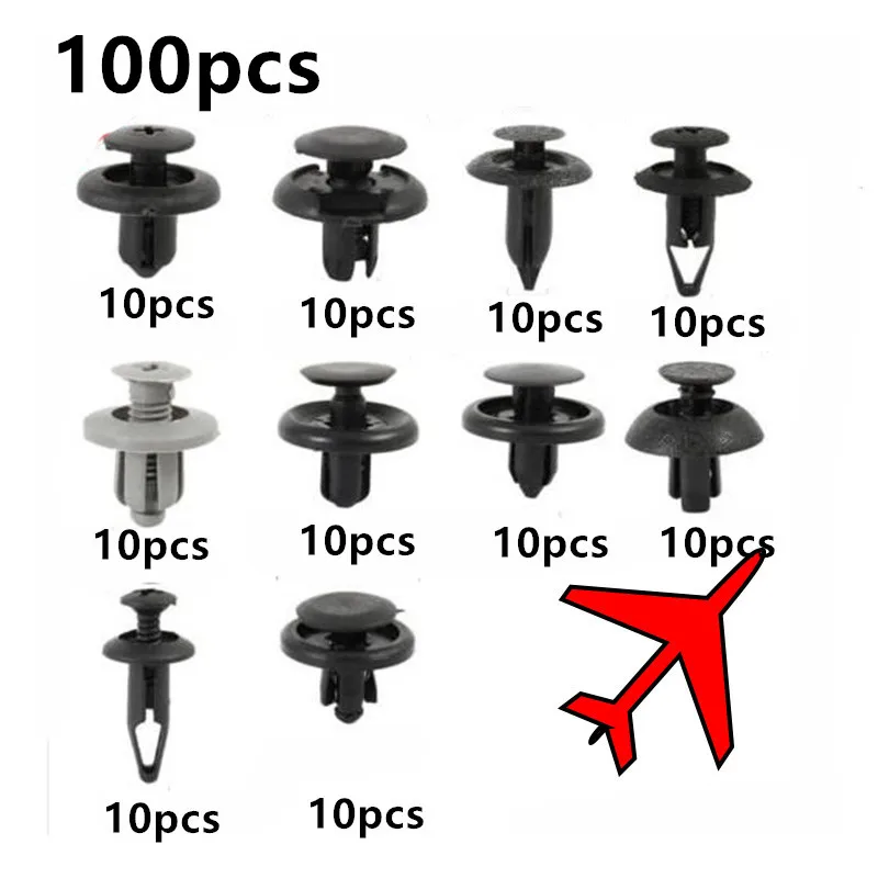 TOSPRA 100pcs/set Bumper Fender Accessory Screw Rivets Set Universal Car For Auto Retainer Fastener Clips Plastic Interior Trunk |