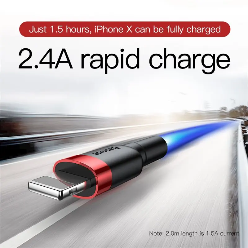 Короткий кабель usb lightning Baseus для быстрой зарядки 0,5 м 1 м 2 м 3 м для iPhone xs max xr 8 7 6s plus 11 ipad pro