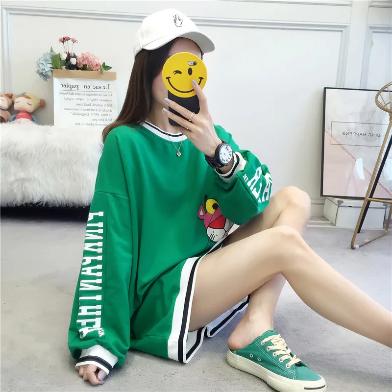 Средняя длина, свободный крой, вырез лодочкой, модный принт, xiao wei yi, женская мода