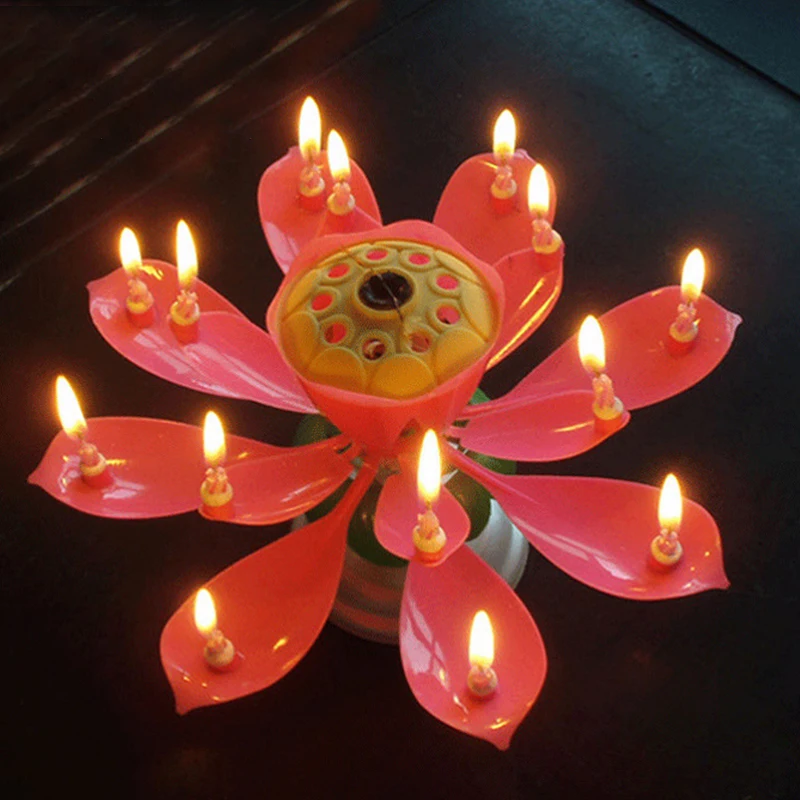 Краткие романтические музыкальные свечи цветок лотоса вечерние свечи в подарок искусство С Днем Рождения вечерние украшения торта C1088 b