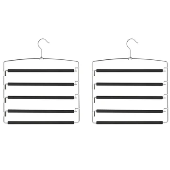 

Pants Hanger 5 Layer Metal Non-Slip Foam Filled Swing Arm Space Save Clothes Lazy Hangers Wardrobe Storage Bag Pants Skirt Scarf