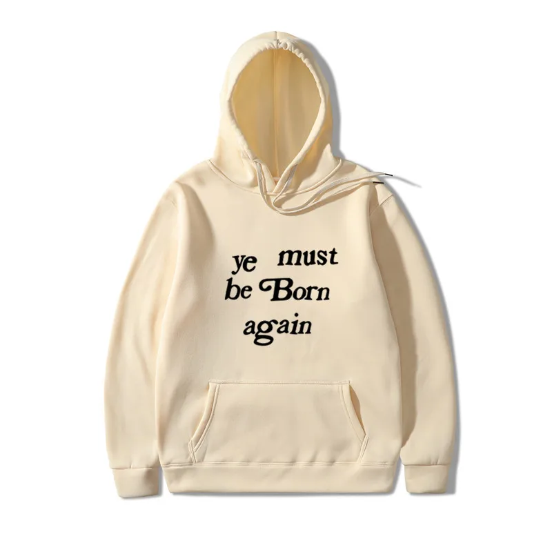 kanye West толстовки для мужчин и женщин YE MUST BE BORN снова капюшон с буквенным принтом Kanye West Толстовка уличная Джастин пуловер с капюшоном - Цвет: Khaki 2