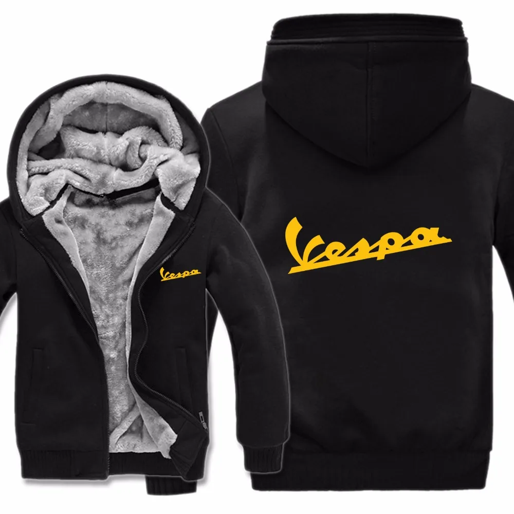 Vespa толстовки зимняя мужская куртка повседневная шерстяная подкладка флисовая Vespa скутер толстовки пуловер с капюшоном