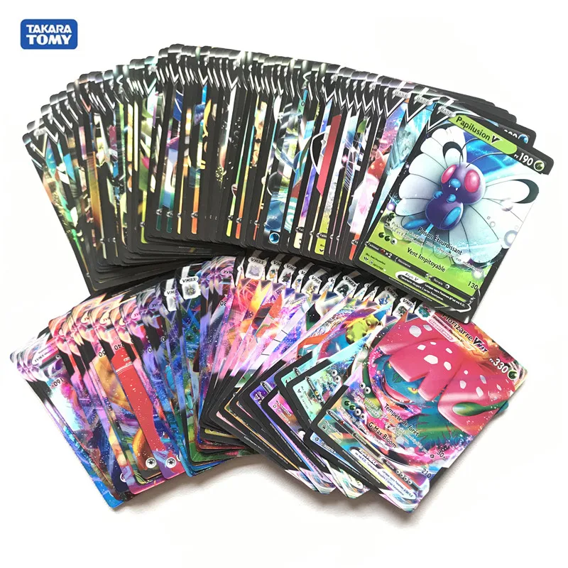 Vmax-cartas francesas de Pokémon para niños, cartas de juego de batalla, 60V, 40Vmax, versión francesa, 100 Uds.