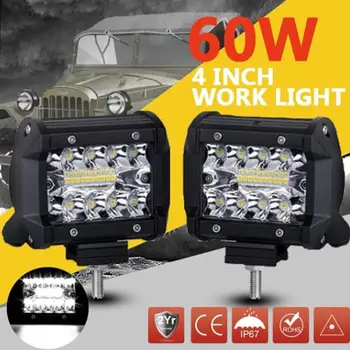 

2Pcs Car Headlights Led Bar Work Light Bulbs 6000K White 12V 24V 18 Led Lamps Bar light for Car Motorcycle Off Road Tractor Boat