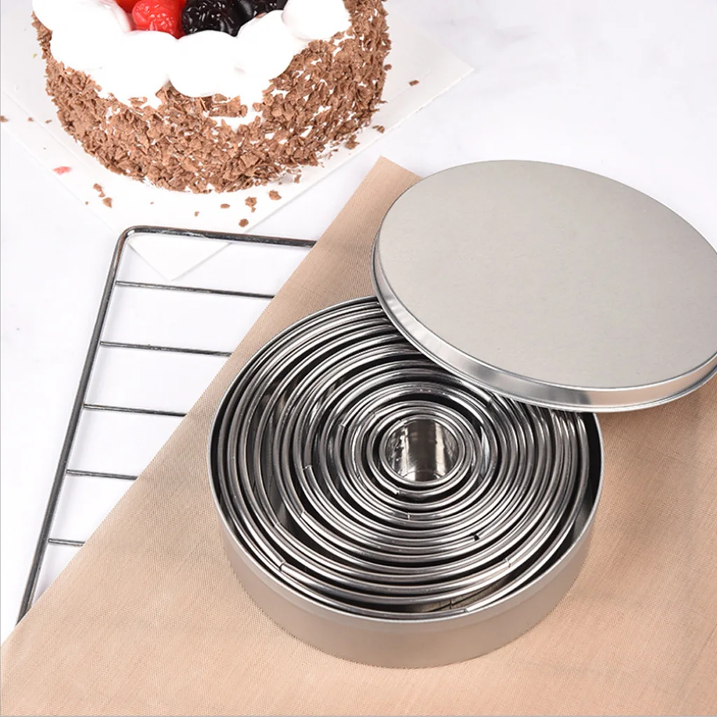 Stainless Steel Round Cookie Biscuit Cutter Set 14 Pieces Heavy Duty Dishwasher Safe