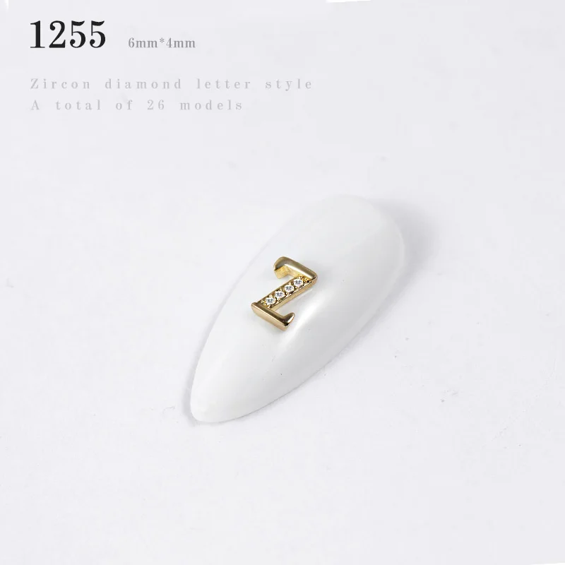 FlorVida 3d-украшения для ногтей металлические слова ABC буквы со стразами цирконовые камни золотой алфавит дизайн для ногтей - Цвет: Z