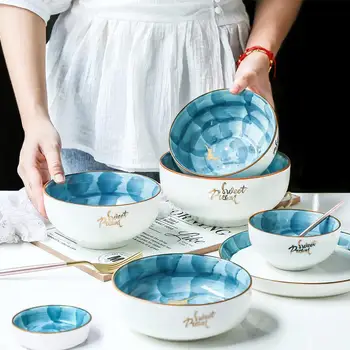 

Hand-painted Starry Sky Bowl Single Noodle Bowl Home Creative Soup Bowl Rice Bowl European Ceramic Student Salad Bowl Instant