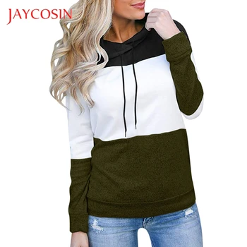 

JAYCOSIN 2019 New Hoodies For Girls Splice Hooded Tops Women's Sweatshirt Long-sleeved Winter Velvet Thickening Coat 816#2