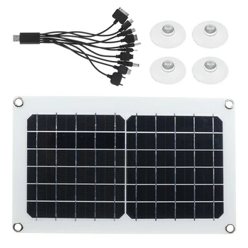 

30W USB Solar Panel USB Solar Charger 5/12V 10-In-1 Charging Line for Boat Car Home Camping Hiking