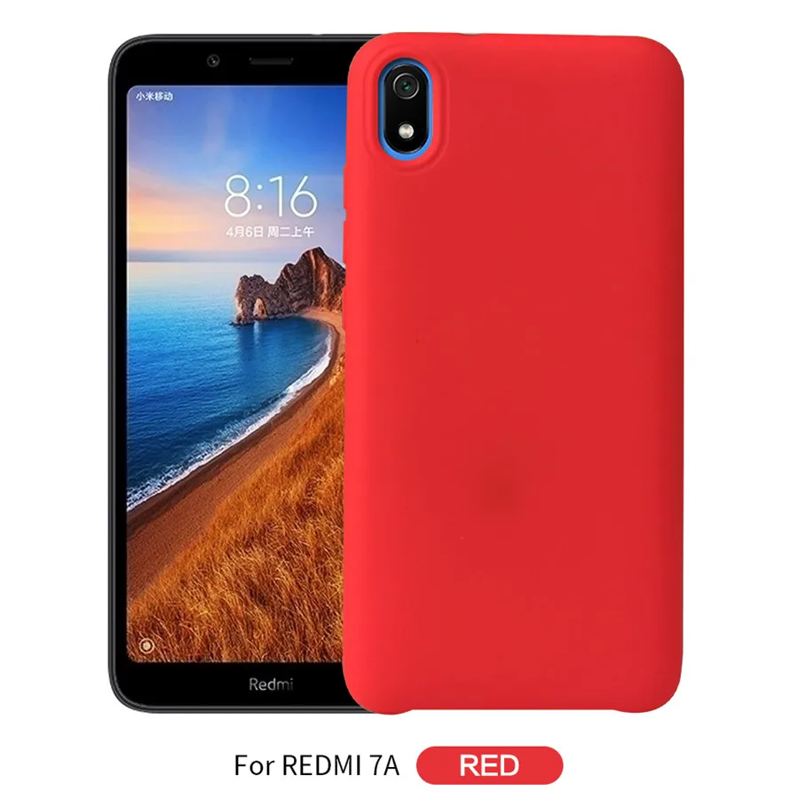 Жидкостный Мягкий силиконовый чехол для xiaomi redmi 7A матовый чехол для redmi 7 A модный однотонный чехол для xiaomi redmi 7a чехол 5,45"