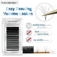 Nagaraku Gemakkelijk Fanning Wimper Extension Zelf Overhandigen Auto Fans Snelle Bloei Bloei Pre-gebonden Volume Make-Up Valse Wimpers