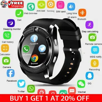 

V8 Fitness Tracker Bluetooth Smart Bracelet Screen Pedometer Wristband Sport watch 0.3MP Camera SIM Slot for Android Samsung IOS