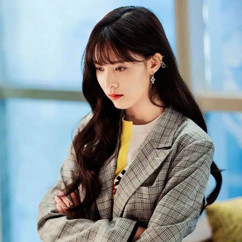 

Decade March 30 Shen Both song yeon Fei Celebrity Style Clothes Plaid Suit Jacket Loose-Fit Suit Autumn Clothing