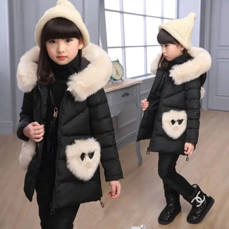 Зимний комплект из 3 предметов, детская одежда для девочек теплая парка пуховая куртка одежда для девочек детское пальто Зимний костюм зимняя куртка, пальто