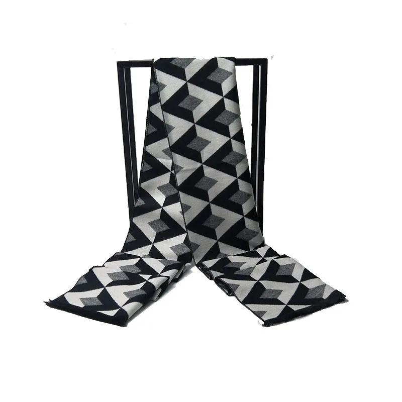 Зимний высококачественный двухсторонний шарф из искусственного кашемира с ромбовидным узором, мужской длинный жаккардовый теплый холодный шарф - Цвет: 3